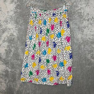 Handmade Juniors Colorful Retro 80s Funky Wacky Pleated ALine Midi Skirt S*